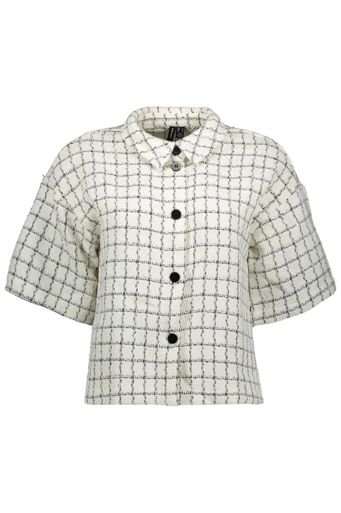VMMIRANDA SS BOUCLE SHIRT WVN EXP 10340934 Bright White/BLACK BOUCLE